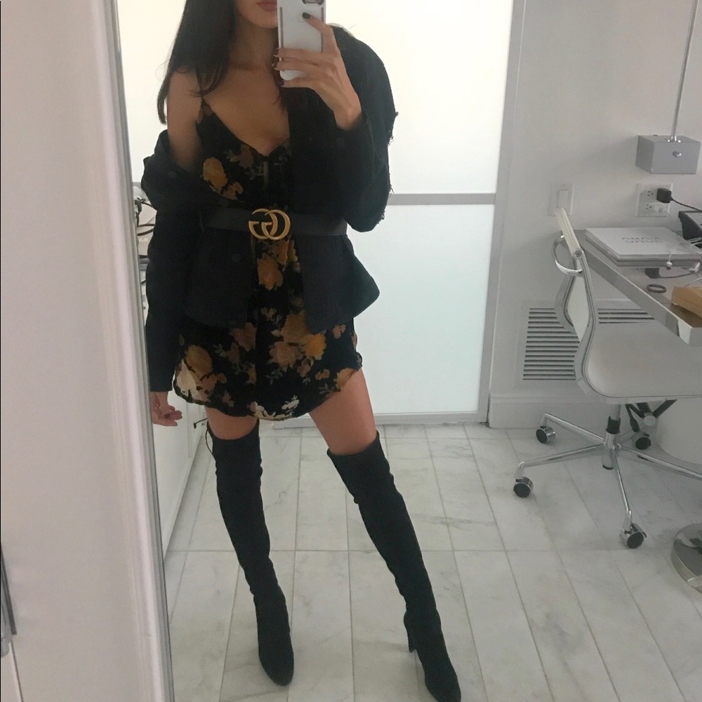 Velvet floral slip dress